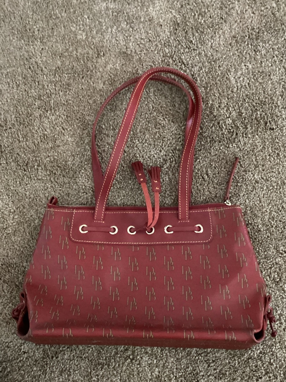Dooney & Bourke Maroon Logo-Print Shoulder Bag